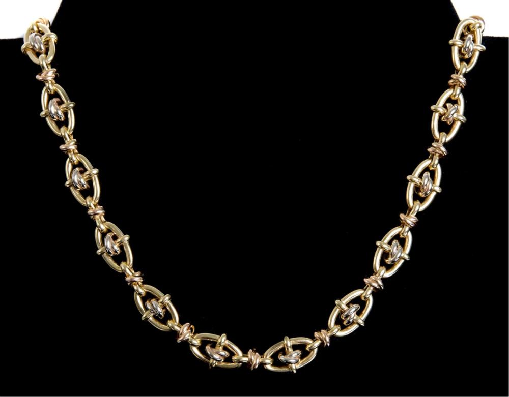 ESTATE 18K TRICOLOR GOLD OWC NECKLACE 3655fe