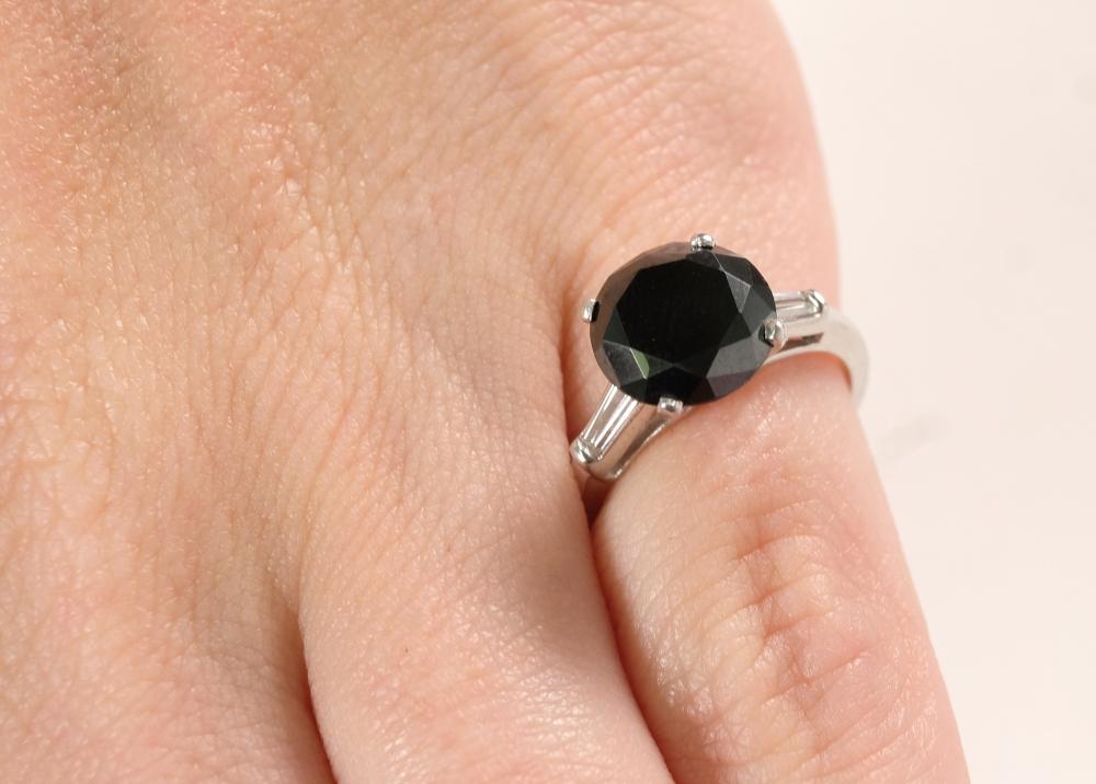 IRID PLATINUM BLACK DIAMOND RING,