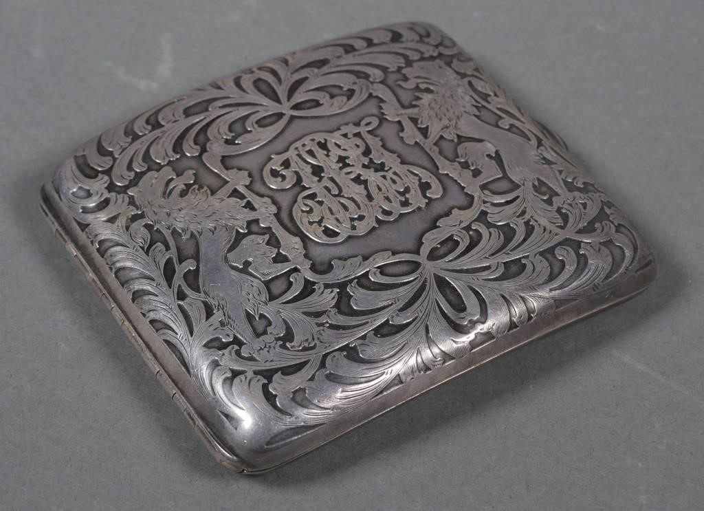 ORNATE ANTIQUE STERLING CIGARETTE