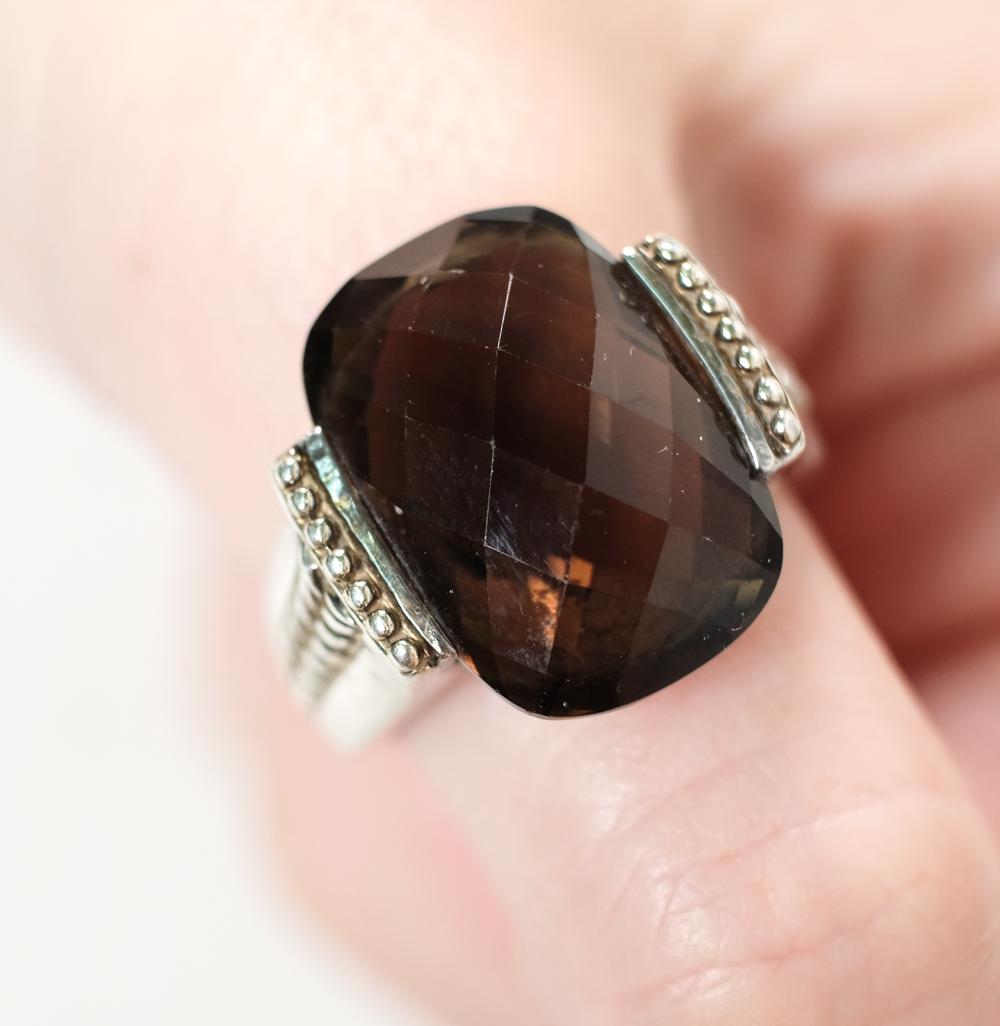 STERLING SILVER SMOKY QUARTZ RING  36566d