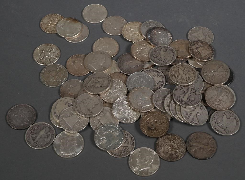  70 SILVER 90 US HALF DOLLARS 365674