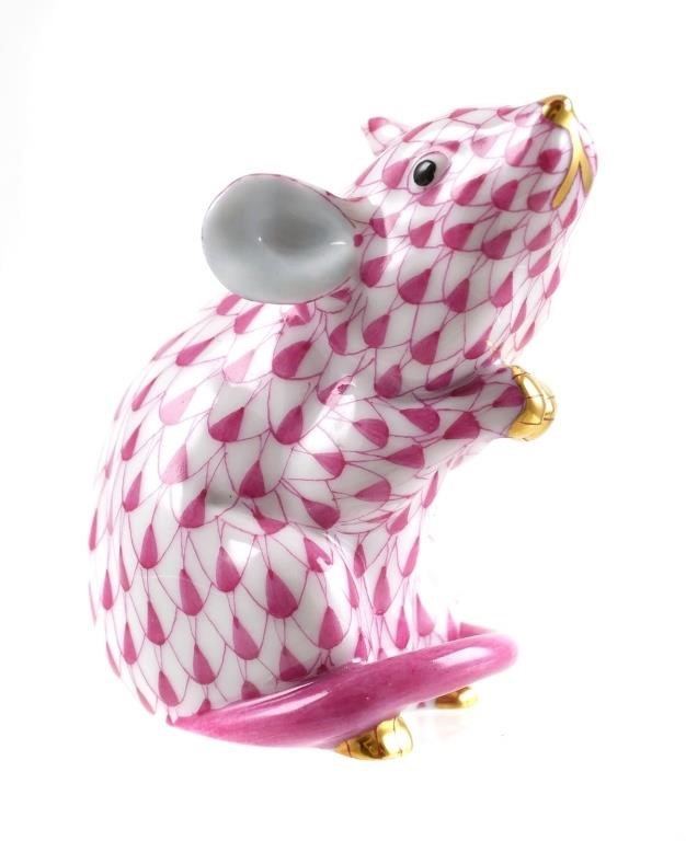 HEREND PORCELAIN MOUSE FIGURINEA