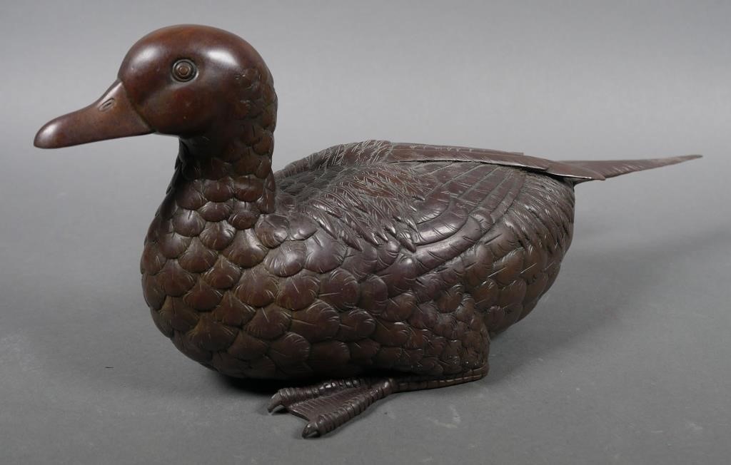 VTG JAPANESE BRONZE DUCK STATUEVintage 3656ca