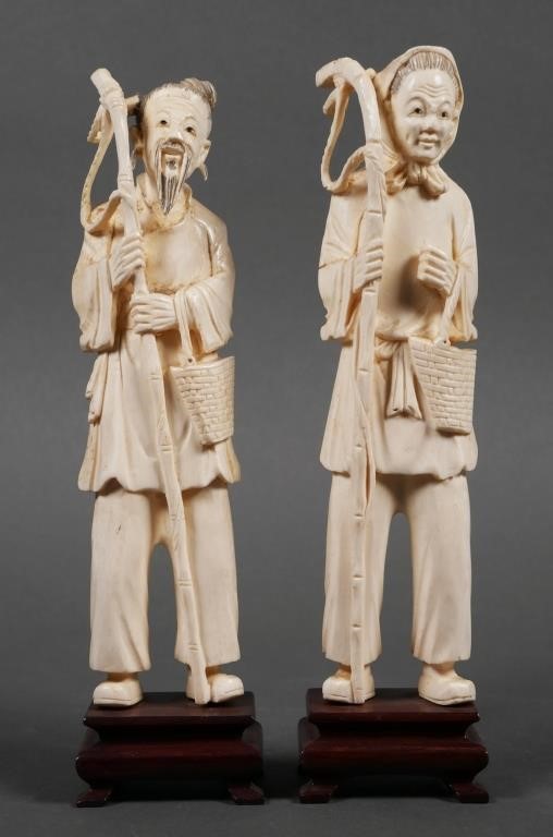 CHINESE IVORY CARVINGS OF MAN AND