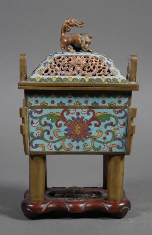 CHINESE CLOISONNE FANGDING CENSERAntique 3656e6