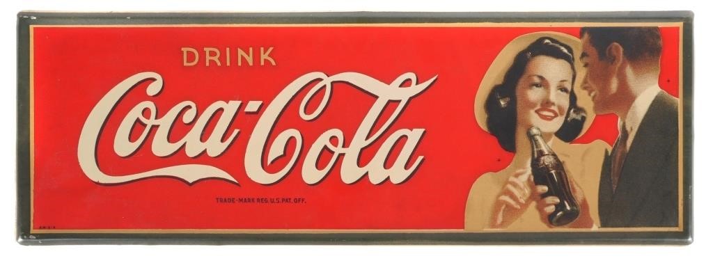 VINTAGE 1940S COCA COLA METAL SIGN