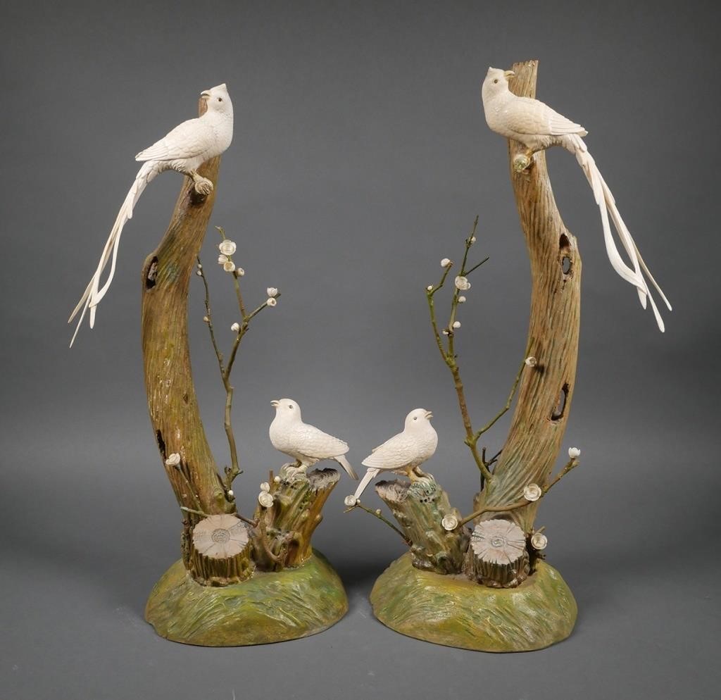 ANTIQUE CHINESE BIRDS IVORY SCULPTURE 365742