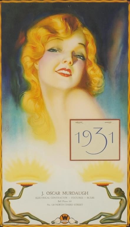 VINTAGE 1931 ART DECO CALENDAR,