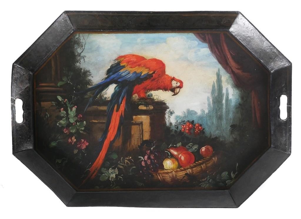 VICTORIAN TOLE MACAW PAINTED OCTAGONAL 365765