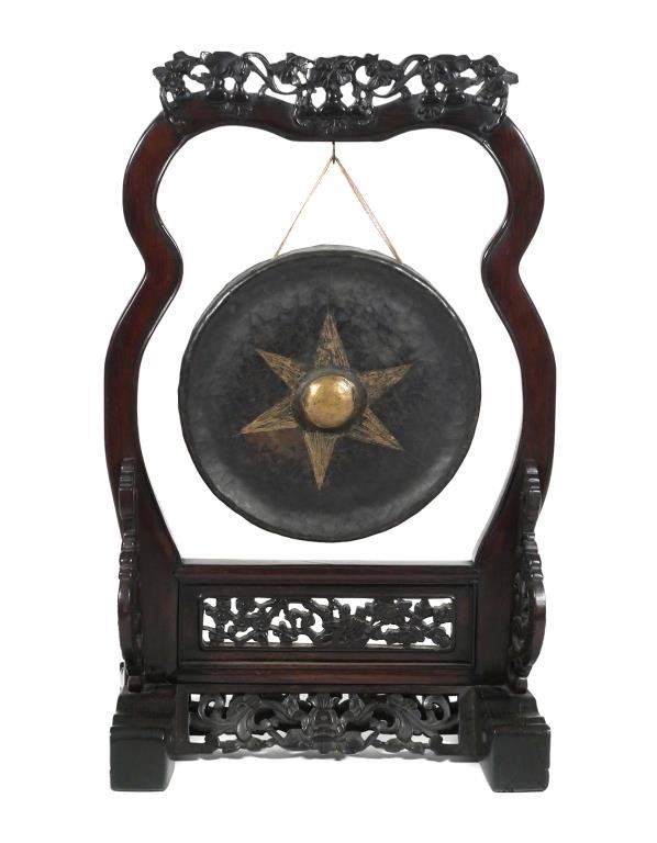 CHINESE BUDDHIST TEMPLE GONG CARVED 365771