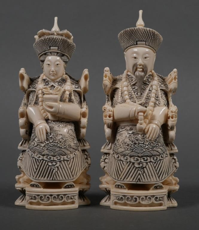 ANTIQUE IVORY EMPEROR & EMPRESS