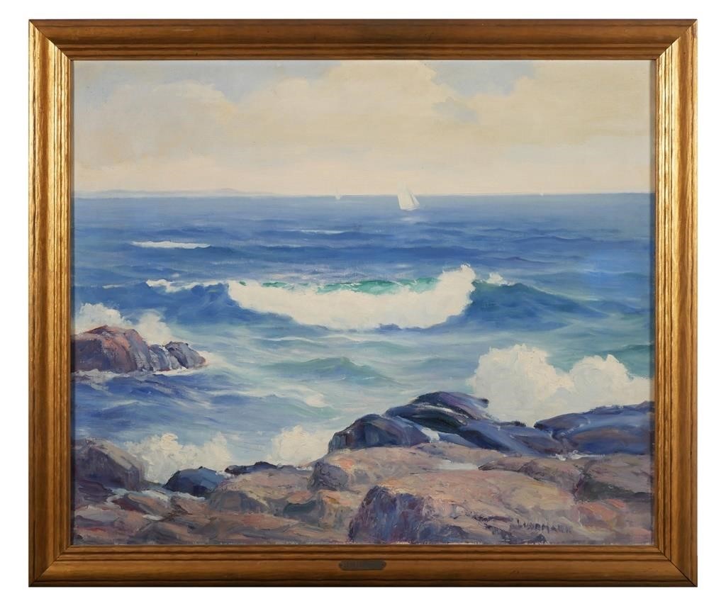 LEON LUNDMARK, OIL ON CANVAS, SEASCAPEOil