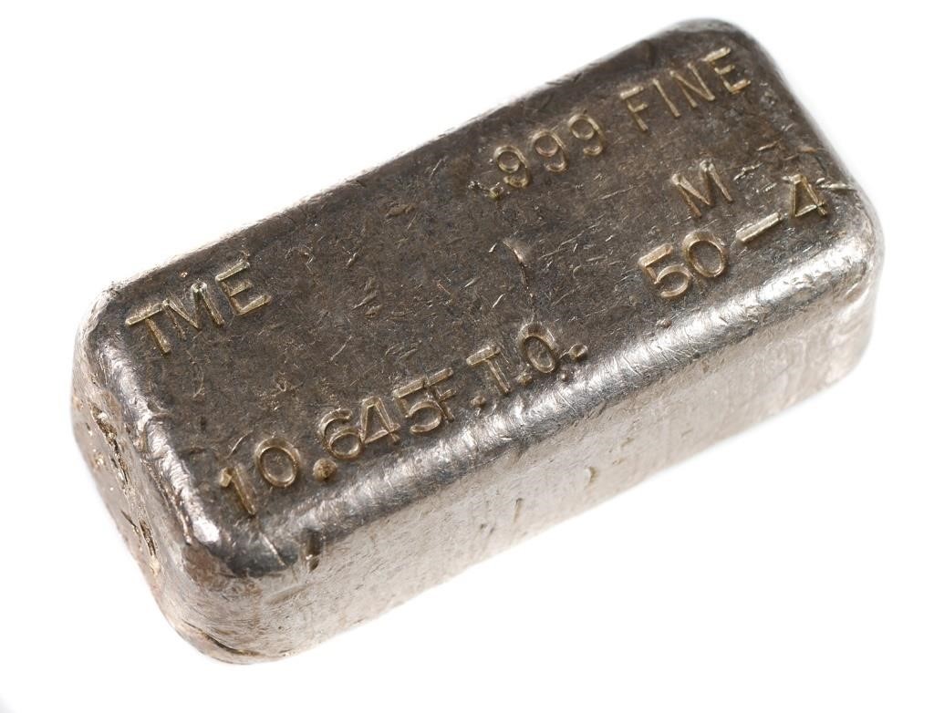 SILVER BAR .999 HAND POURED 10.64