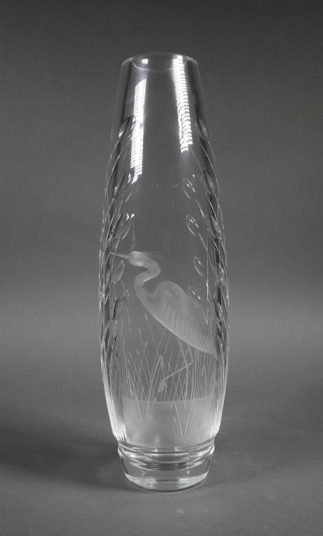 WATERFORD CRYSTAL VASE EGRET IN