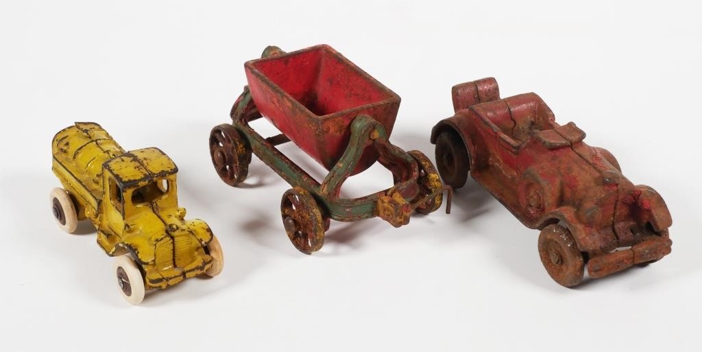 (3) 1920'S CAST IRON TOY VEHICLES,