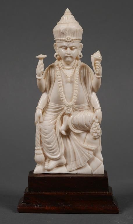 VINTAGE IVORY HINDU DEITY CARVED STATUEOld