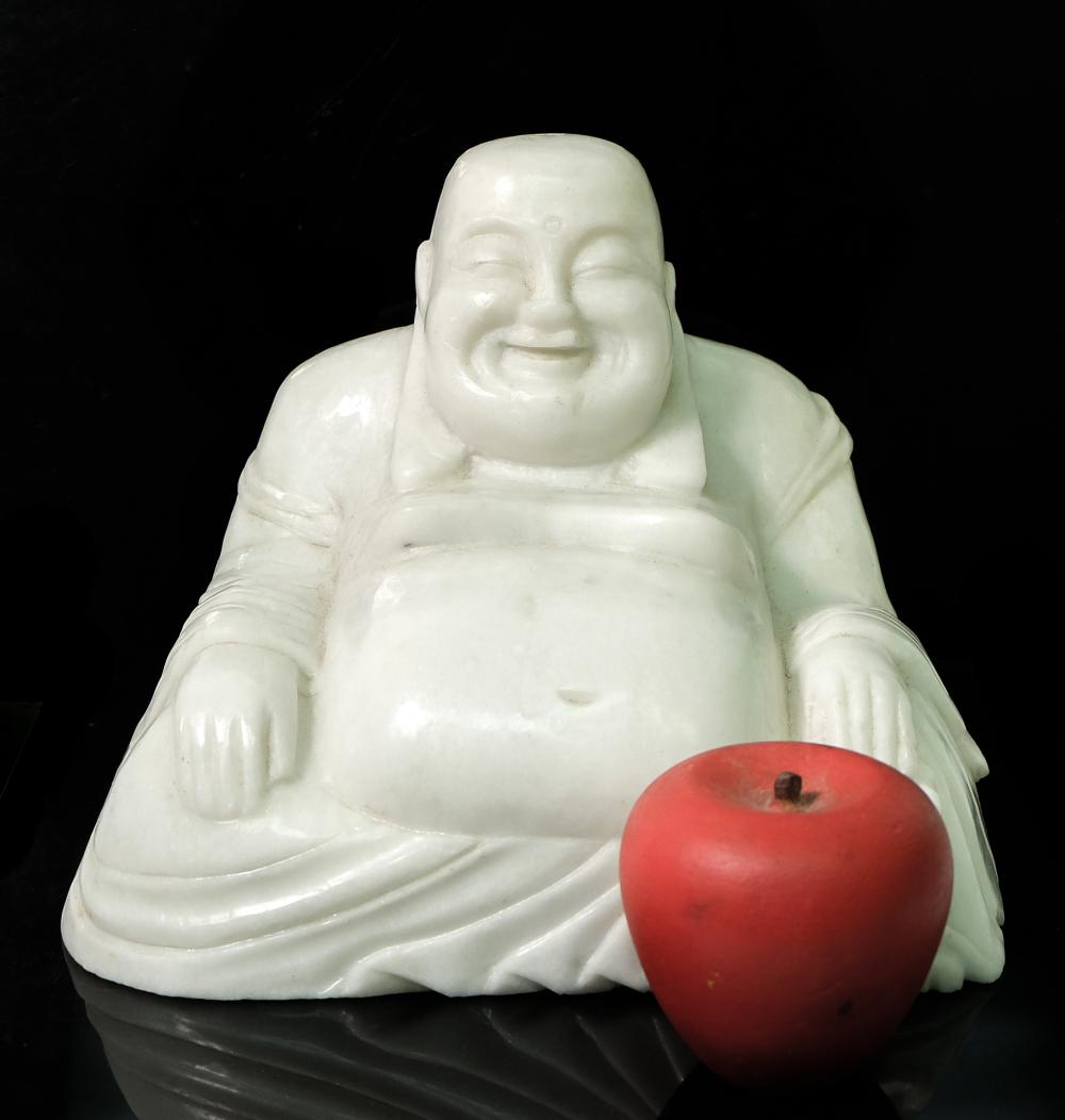 VINTAGE CARVED HAPPY BUDDHA MARBLE