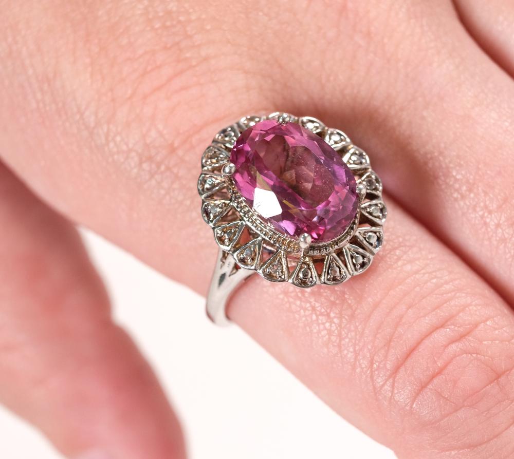 NWT STERLING PINK TOPAZ COCKTAIL