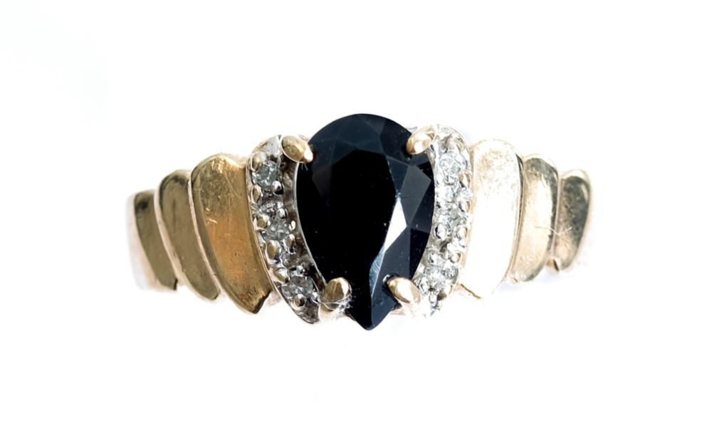 10K YELLOW GOLD DIAMOND & SAPPHIRE