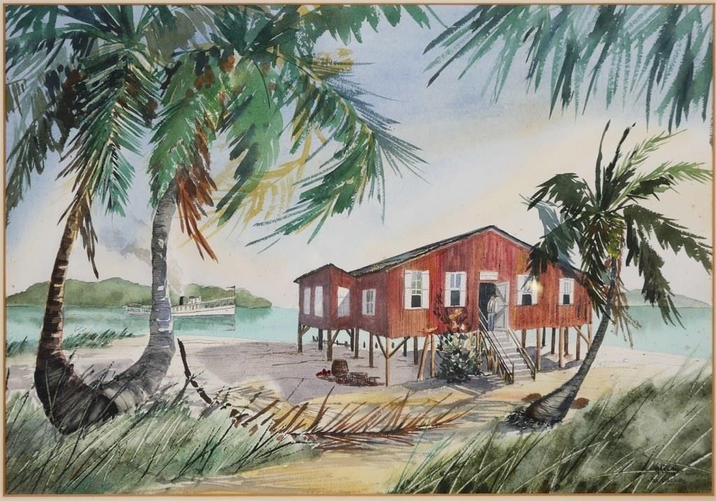 CAROL GARVIN, FLORIDA BEACH HOUSEWatercolor