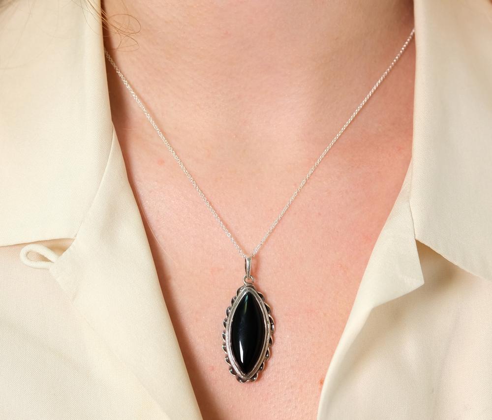 STERLING SILVER MARQUISE ONYX 36589c