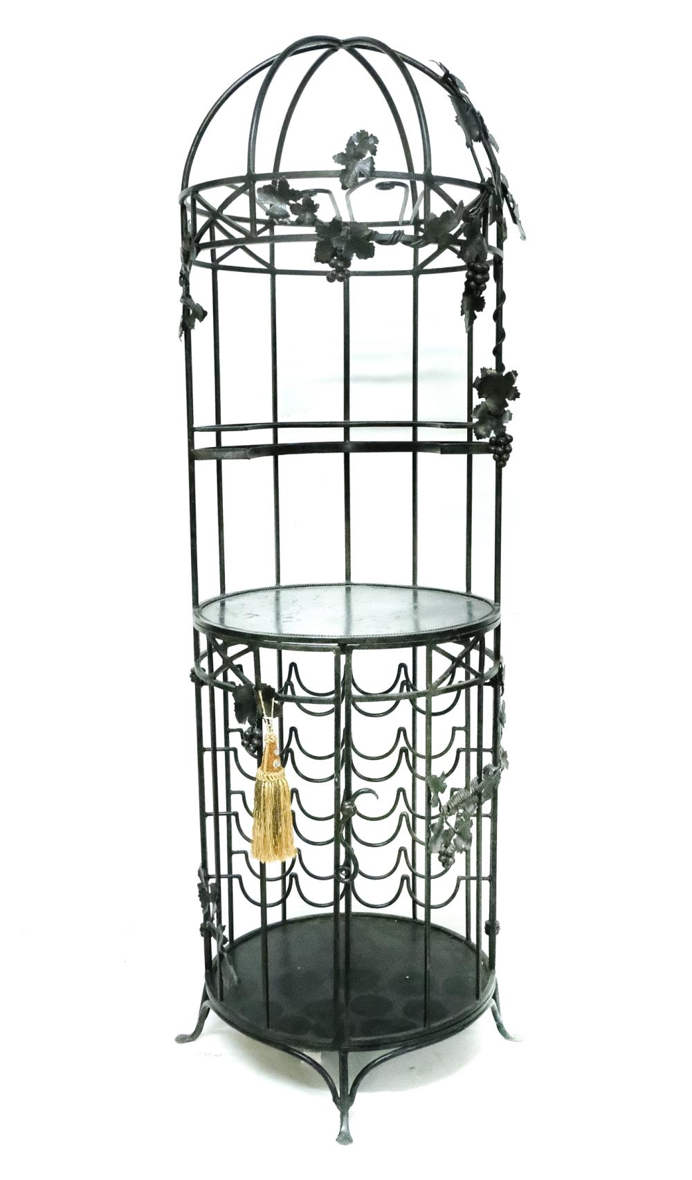 VINTAGE WROUGHT IRON BIRD CAGE WINE