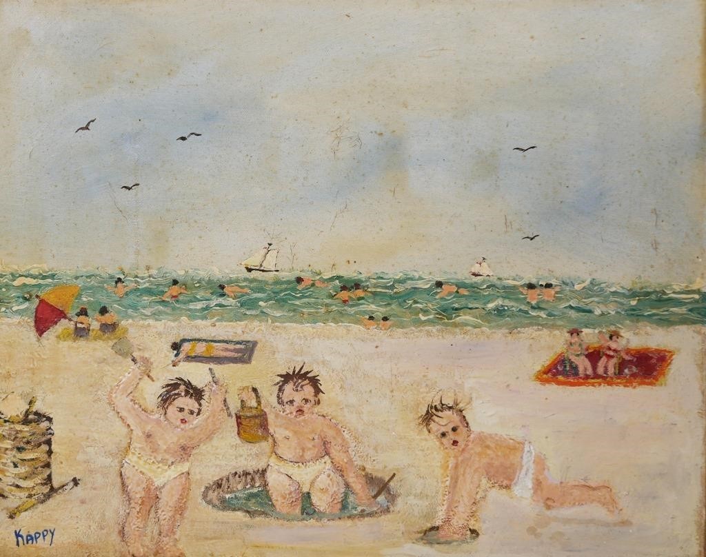 PALM BEACH BATHERS FOLK ART PAINTINGFolk 365933