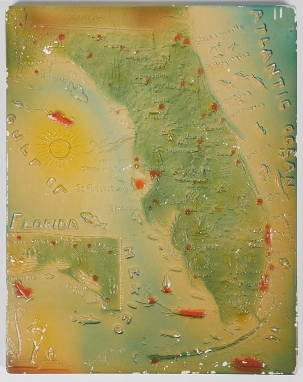 DECORATIVE WALL TILE MAP OF FLORIDAThis