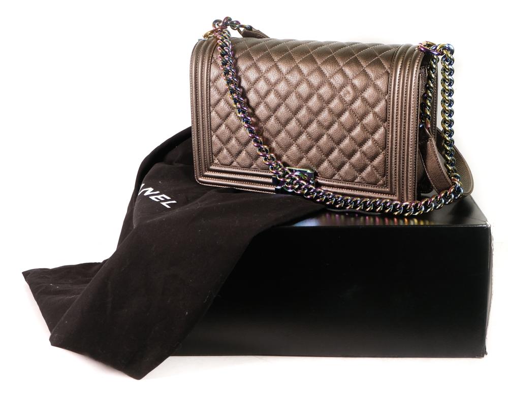 NEW CHANEL IRIDESCENT QUILTED BRONZE 365955