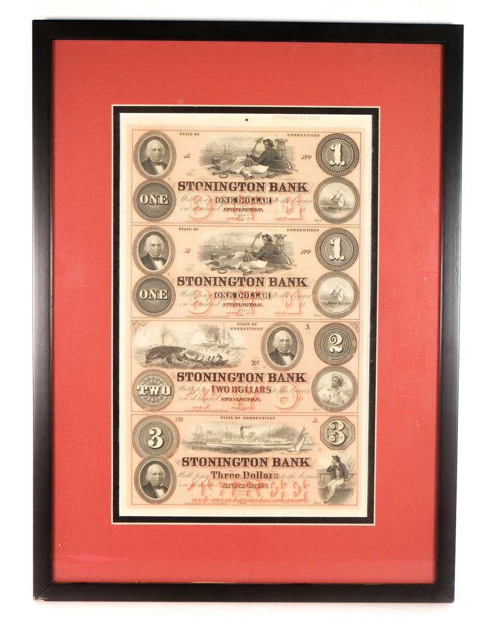 FRAMED RARE UNCUT SHEET OF STONINGTON