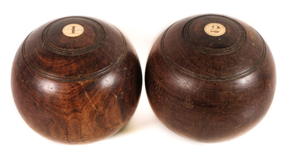 TWO ITALIAN BOCCE BALL WOOD TROPHIES  3659be