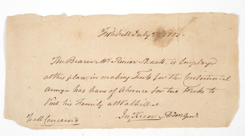 1777 CONTINENTAL ARMY DOCUMENT  3659d8