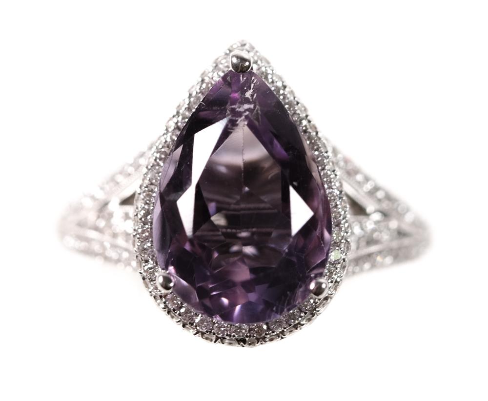 18K WHITE GOLD DIAMOND AMETHYST 3659de