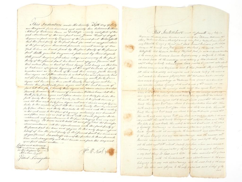 NEW YORK CITY DOCUMENTS, 1792Two indentures,