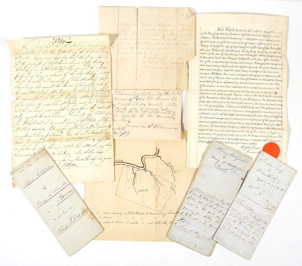 GROUP OF NEW YORK DOCUMENTS, 1802-1890Eight