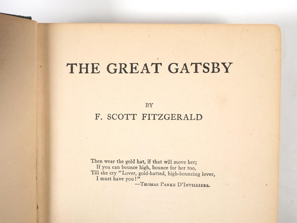  THE GREAT GATSBY FITZGERALD 1ST 365a02