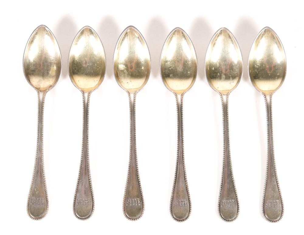 SET, 6 GERMAN 12 LOTH SILVER SPOONSSet