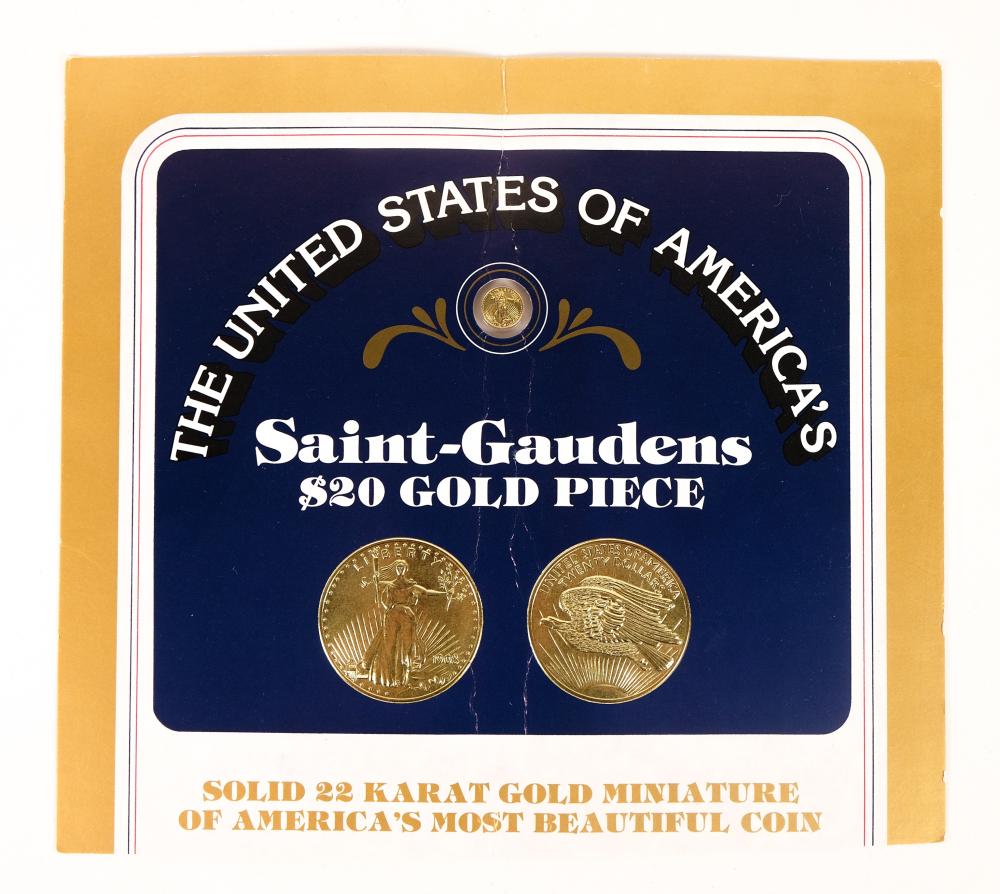 USA 22K GOLD MINIATURE 1908 SAINT GAUDENS 365a32