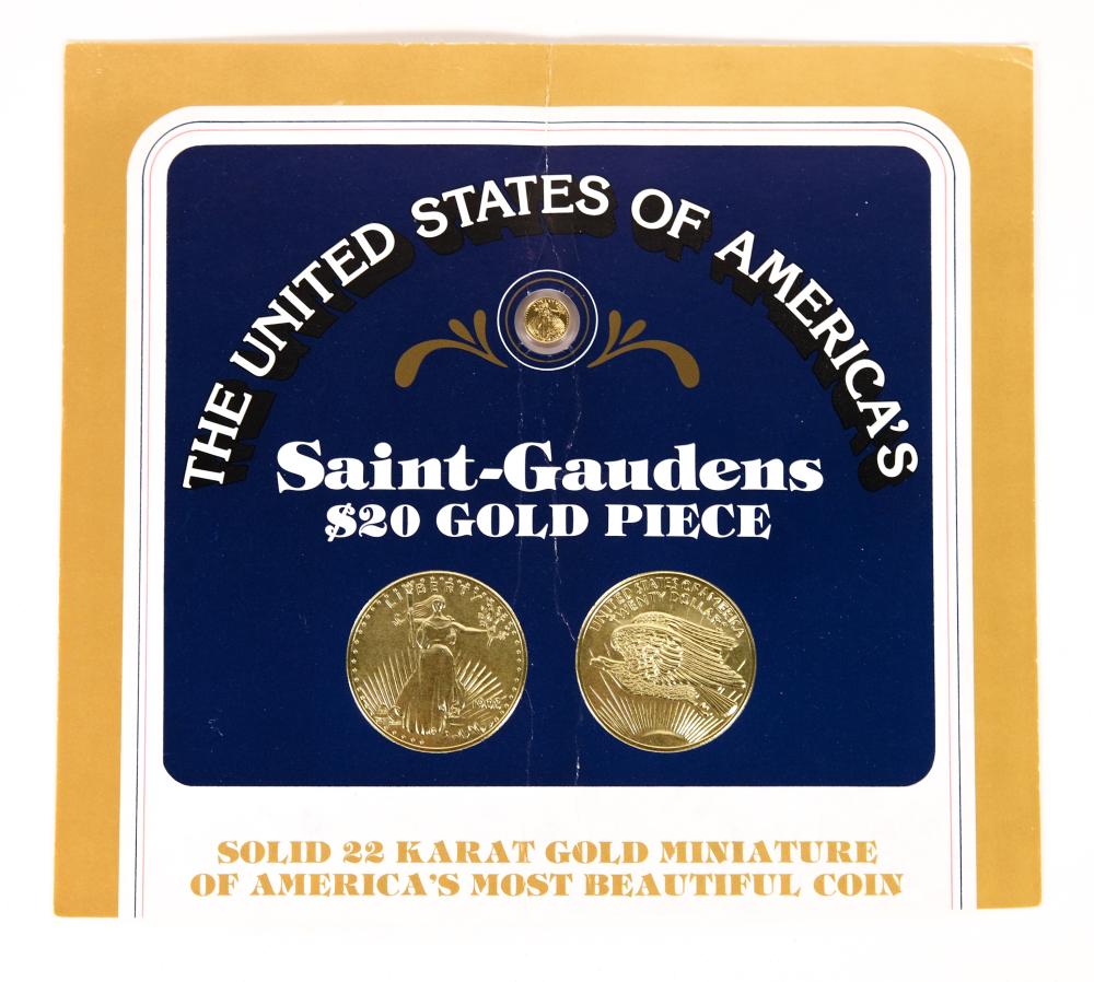 USA 22K GOLD MINIATURE 1908 SAINT-GAUDENS
