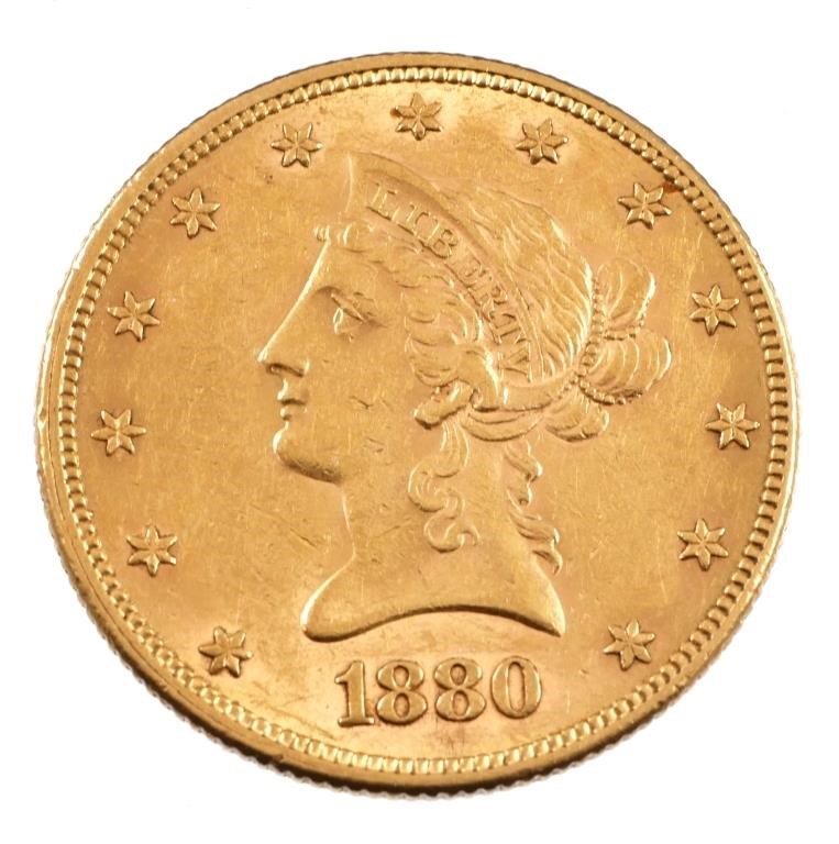 1880 US GOLD $10 EAGLE LIBERTY