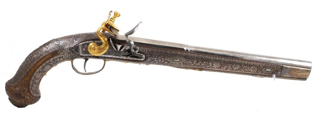 19C INLAID PERSIAN OR MUGHAL PISTOL 365a61