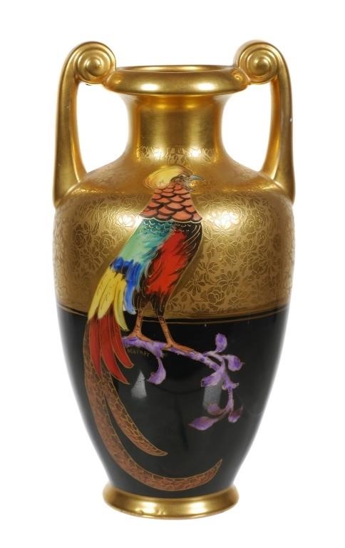 PICKARD GOLD ENAMEL HANDLED URN 365a6e