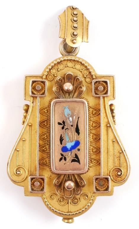 VICTORIAN 10K GOLD ENAMELED LOCKET 365a8a