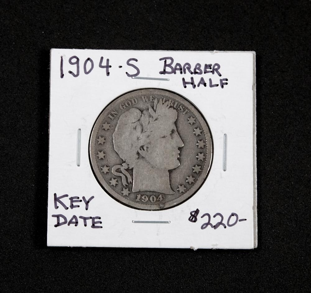 1904-S BARBER HALF DOLLAR COIN1904-S