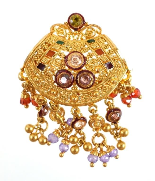22K GOLD MIDDLE EASTERN JEWELED 365b01