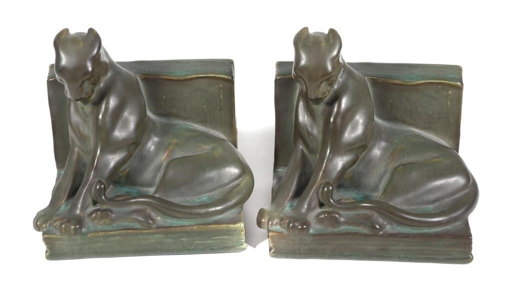 PAIR OF ROOKWOOD POTTERY BOOKENDS,