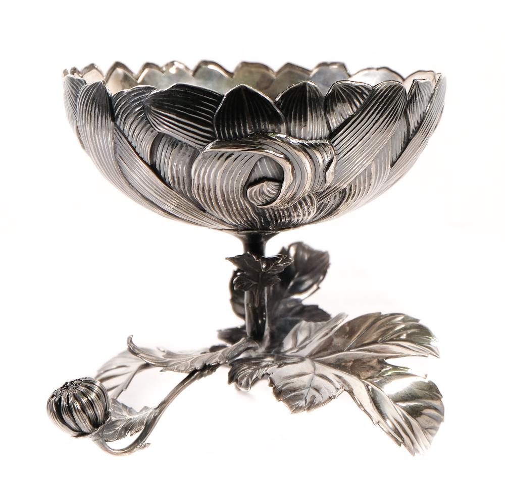 FINE CHINESE PURE SILVER COMPOTE 365b45