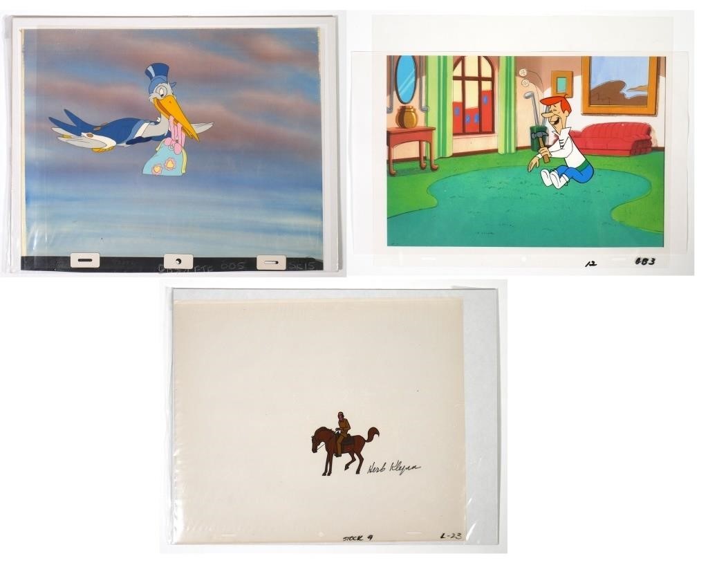 (3) ANIMATION ART PRODUCTION CELS GEORGE