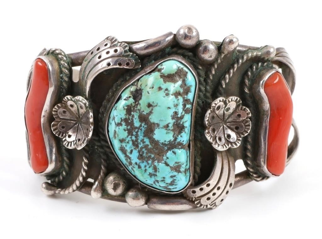 NAVAJO TURQUOISE CORAL BRACELETVintage 365b91