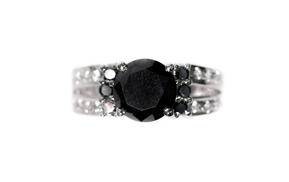 STERLING 2 79CT BLACK DIAMOND RING 365b93